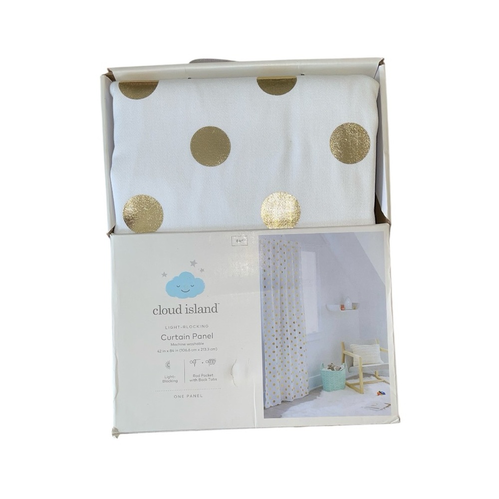 Cloud Island Gold Dot Curtain Panels